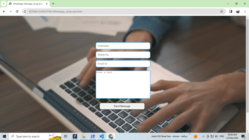 WhatsApp LOgin Form, HTML, CSS, Boostrap, JavaScript, PHP